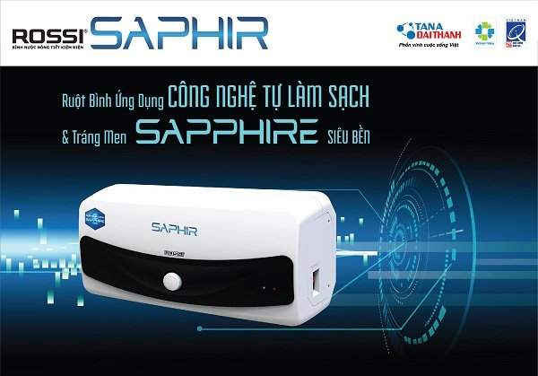 Bình nước nóng Rossi Saphir ứng dụng công nghệ tráng men Sapphire nhân tạo đột phá, có độ bền cao và khả năng tiết kiệm điện tối ưu lên tới 15%.