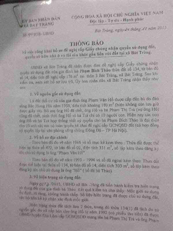 Văn bản số 444/TB-UBND ngày 22/12/2015 do ông Nguyễn Văn May ký.