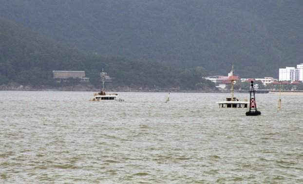 Vị trí tàu Sơn Long 08 chở 3.095 tấn quặng Apatit bị chìm.
