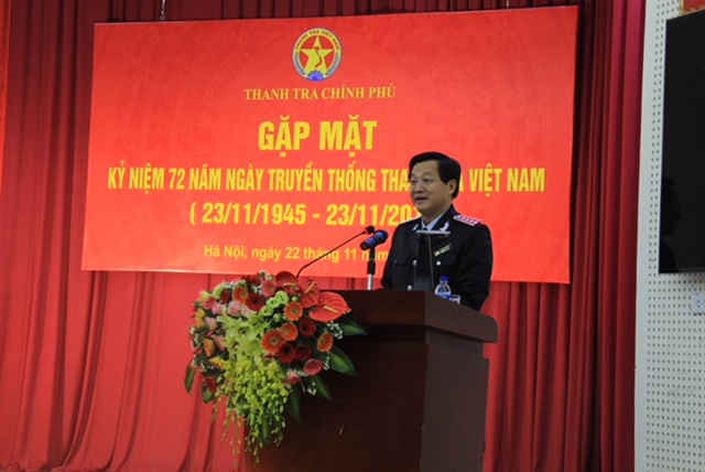 Tổng Thanh tra Chính phủ - Lê Minh Khái phát biểu trong lễ mít - tinh