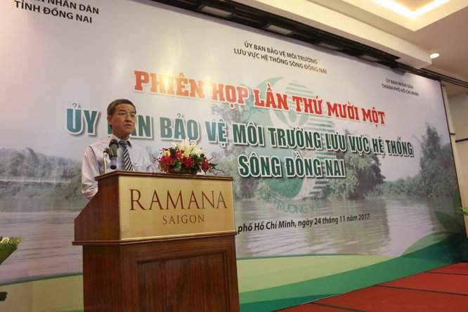 Ông Đinh Quốc Thái, Chủ tịch UBND tỉnh Đồng Nai, Chủ tịch Ủy ban sông Đồng Nai phát biểu tại Hội nghị