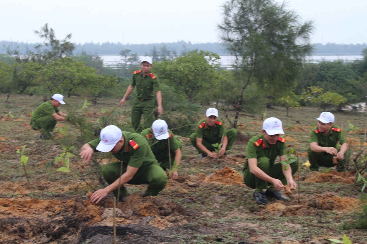 Đông đảo cán bộ, chiến sĩ các Sở, ban ngành tỉnh và người dân tham gia trồng cây gây rừng năm 2017