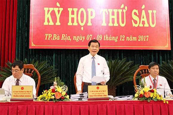 Ông Nguyễn Hồng Lĩnh, Bí thư Tỉnh ủy Bà Rịa - Vũng Tàu phát biểu tại Hội nghị