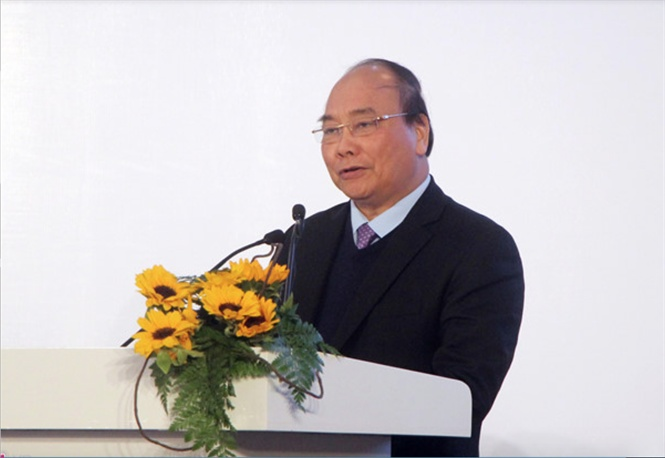 Thủ tướng Nguyễn Xuân Phúc phát biểu tại Diễn đàn. Ảnh: Huyền Trang