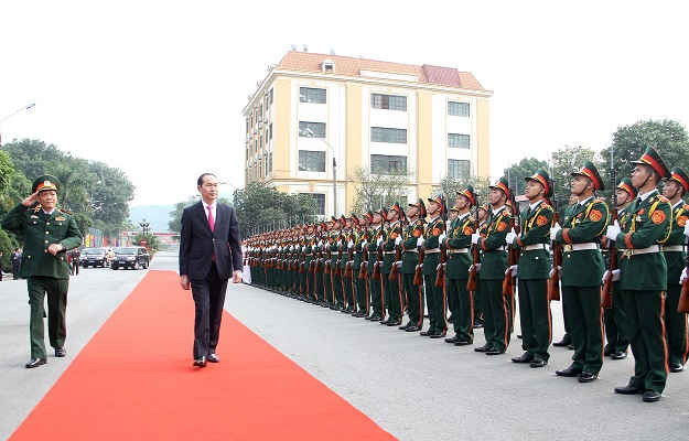 Chủ tịch nước Trần Đại Quang đến thăm và làm việc tại Bộ Tư lệnh Quân khu I