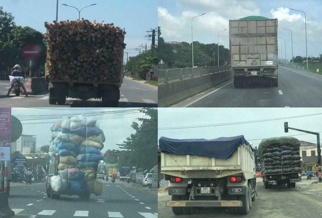 Nhiều xe vận tải cơi nới thùng, chở hàng vượt khổ chạy ung dung trên QL1A địa phận tỉnh Quảng Nam