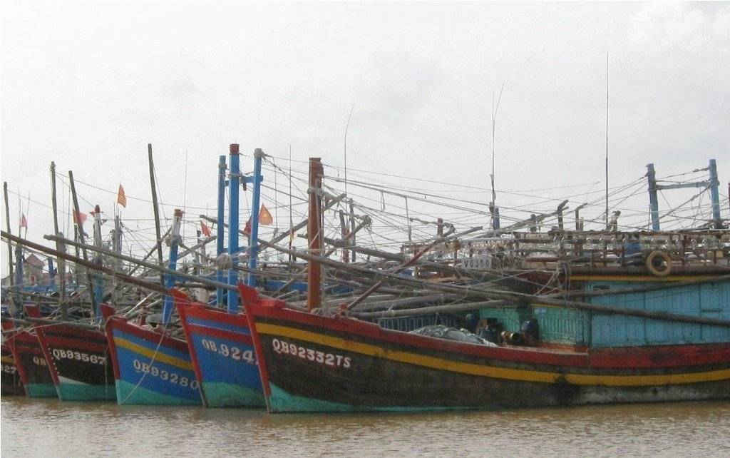 Các tàu cá ở Quảng Bình vào bờ biển Quảng Trị neo đậu tránh trú bão