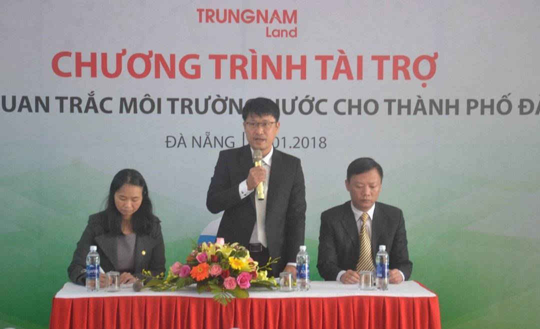 Đại diện Công ty Cổ phần Trung Nam, ông Nguyễn Anh Huy- Phó Tổng giám đốc phát biểu tại buổi lễ