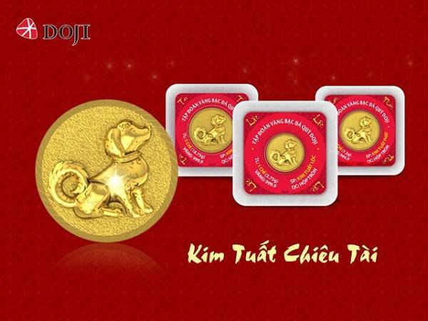 Sản phẩm đồng vàng Kim Tuất Chiêu Tài với hình ảnh chú chó bông ngộ nghĩnh, đáng yêu mang đến sự ấm áp, tươi vui, hạnh phúc.