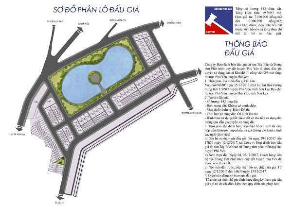 Sơ đồ phân lô đấu giá quyền sử dụng đất tại Khu đô thị công viên 2/9 mở rộng, thị trấn Phù Yên, huyện Phù Yên, tỉnh Sơn La.