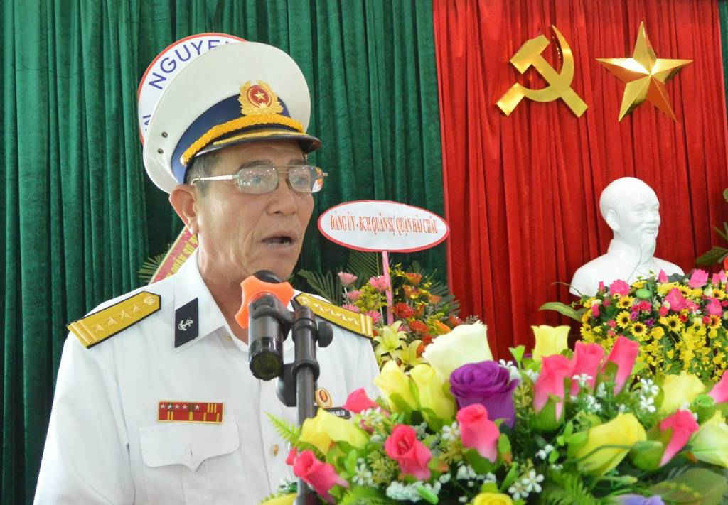 Đại tá Hoàng Duy Lập phát biểu tại buổi lễ