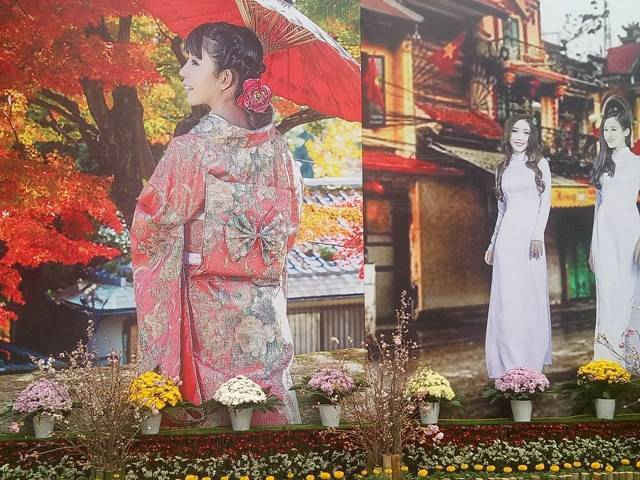 Hai bộ trạng phục kimolo và áo dài đặc trưng cho văn hóa 2 nước