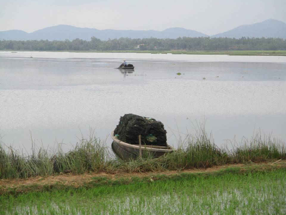Người dân dùng lờ dây Trung Quốc để khai thác nguồn lợi thủy sản trên đầm Trà Ổ