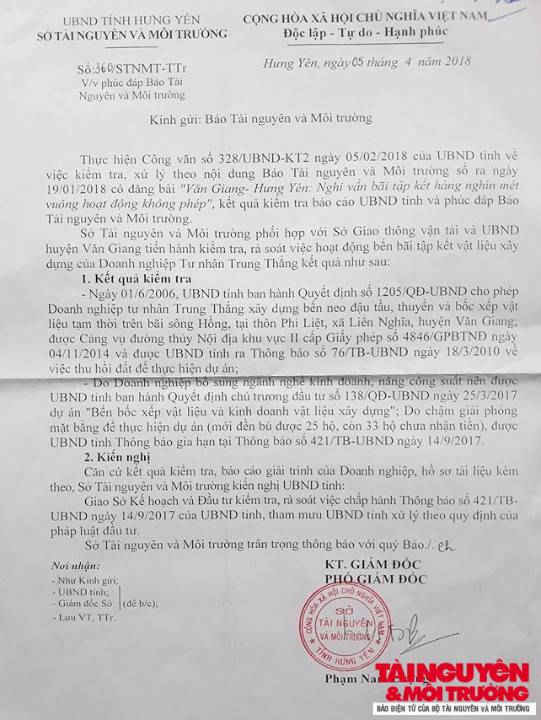 Công bố kết quả kiểm tra, xác minh bãi tập kết ''khủng'' ở Văn Giang