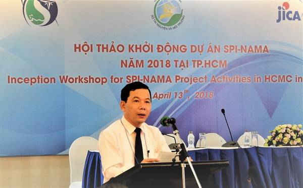 TS Trương Đức Trí - Phó Cục trưởng Cục BIến đổi khí hậu (Bộ TN&MT) phát biểu tại hội thảo