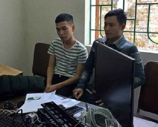 Hai đối tượng Phan Anh Tuấn và Hà Văn Đức sau khi bị bắt