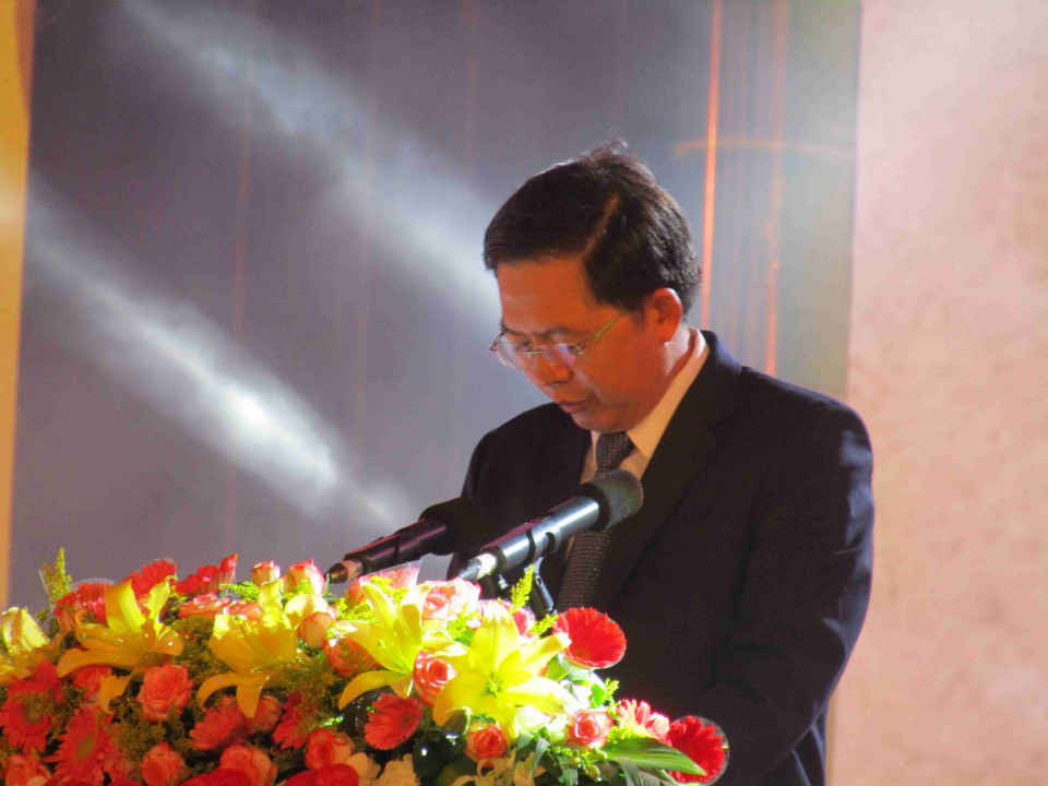 Ông Hồ Quốc Dũng- Chủ tịch UBND tỉnh Bình Định đọc diễn văn buổi Lễ