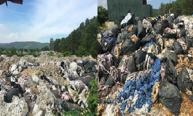Hiện bãi rác vẫn chưa được quy hoạch một cách khoa học và đạt chuẩn, nên tình trạng rác thải rắn công nghiệp như vải thừa đều được tập kết một cách tràn lan, bữa bãi.