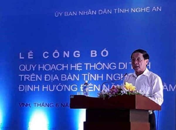 Đồng chí Lê Minh Thông – Phó chủ tịch UBND tỉnh Nghệ An phát biểu tại lễ công bố quy hoạch 