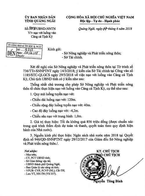 Công văn đồng ý của UBND tỉnh Quảng Ngãi