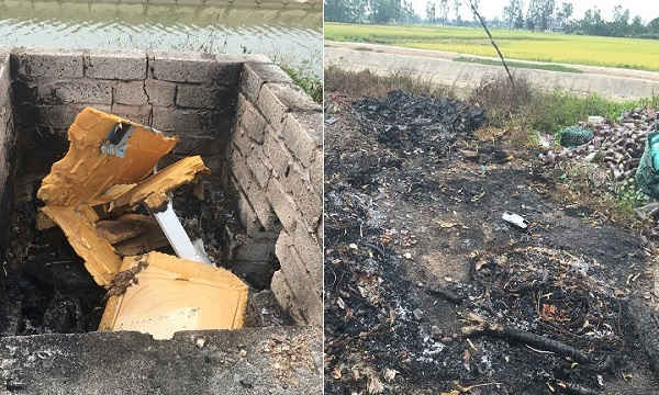 Phế liệu được đốt một cách bừa bãi ở khu vực xung quanh.