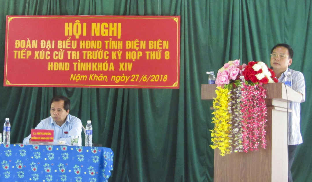 1. Chủ tịch UBND tỉnh Điện Biên Mùa A Sơn phát biểu tại Hội nghị