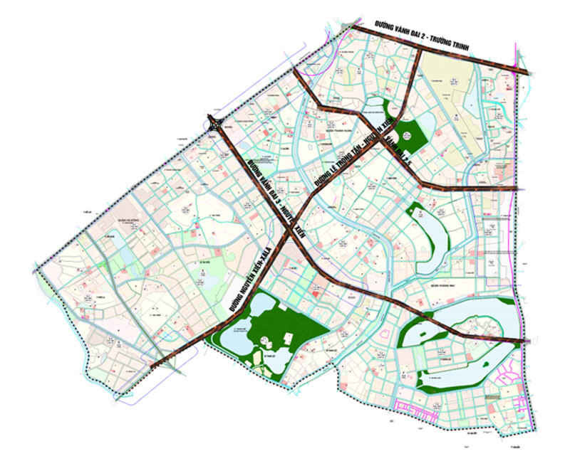 Bản đồ quy hoạch đường Lê Trọng Tấn kéo dài đến đường Vành đai 3, tiếp nối tuyến đường Nguyễn Xiển – Xa La