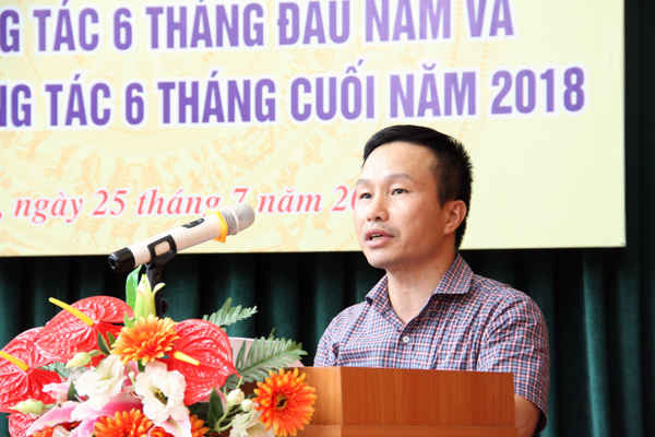 Báo cáo tình hình triển khai nhiệm vụ 6 tháng đầu năm, ông Triệu Đức Huy - Phó Tổng Giám đốc Trung tâm Quy hoạch và Điều tra tài nguyên nước quốc gia 