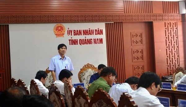 Bí thư Tỉnh ủy tỉnh Quảng Nam Nguyễn Ngọc Quang chủ trì cuộc họp (ảnh Linh Chi)