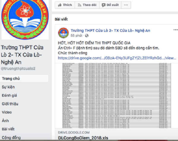 Kết quả thi THPT quốc gia - Cụm thi số 28, tỉnh Nghệ An bị lộ và lan truyền nhanh chóng trên mạng trước 1 ngày so với quy định của Bộ GD&ĐT
