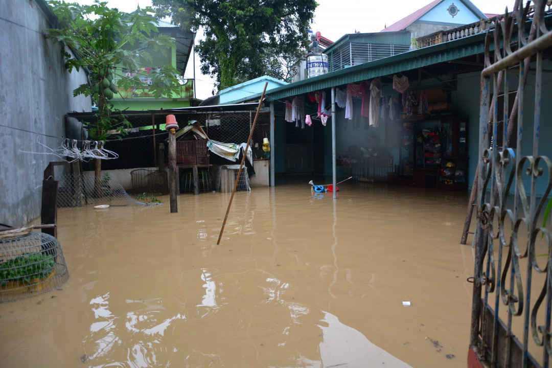 Nước ngập sâu hơn 1m tại khu vực tổ dân phố 25, TP. Điện Biên Phủ