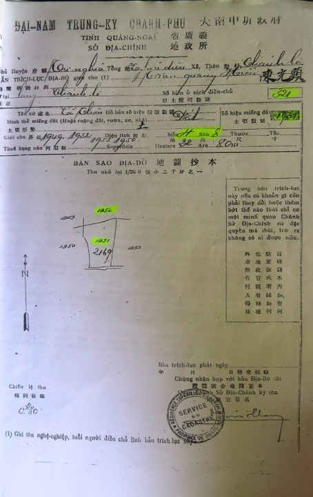 Thửa số 874 do ông Trần Quang Hiển đứng tên trong trích lục Đại Nam Trung kỳ Chánh phủ từ thời pháp thuộc chưa có quyết định thu hồi của UBND TX. Quảng Ngãi lúc bấy giờ