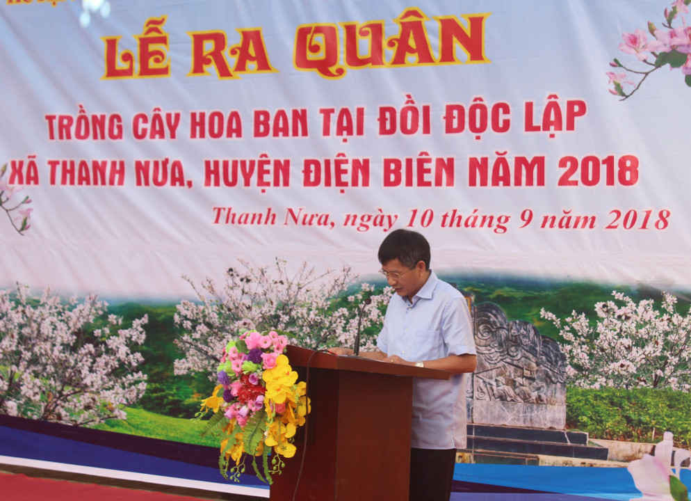 Đồng chí Lê Thành Đô, Phó Chủ tịch Thường trực UBND tỉnh Điện Biên, phát biểu tại Lễ phát động