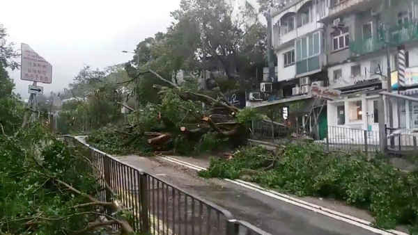 Toàn cảnh thiệt hại do siêu bão Mangkhut ở Hồng Kông, Trung Quốc vào ngày 16/9/2018