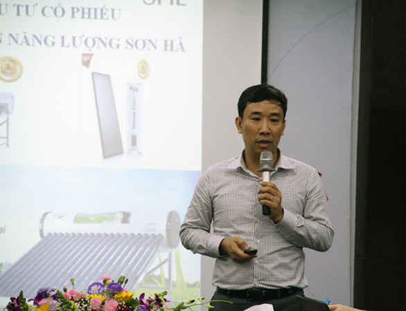 Ông Hoàng Mạnh Tân – Phó Tổng Giám đốc Tập đoàn Sơn Hà, Giám đốc Công ty CP phát triển năng lượng Sơn Hà phát biểu