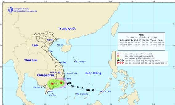 áp thấp nhiệt đới lúc 16 giờ ngày 18 11