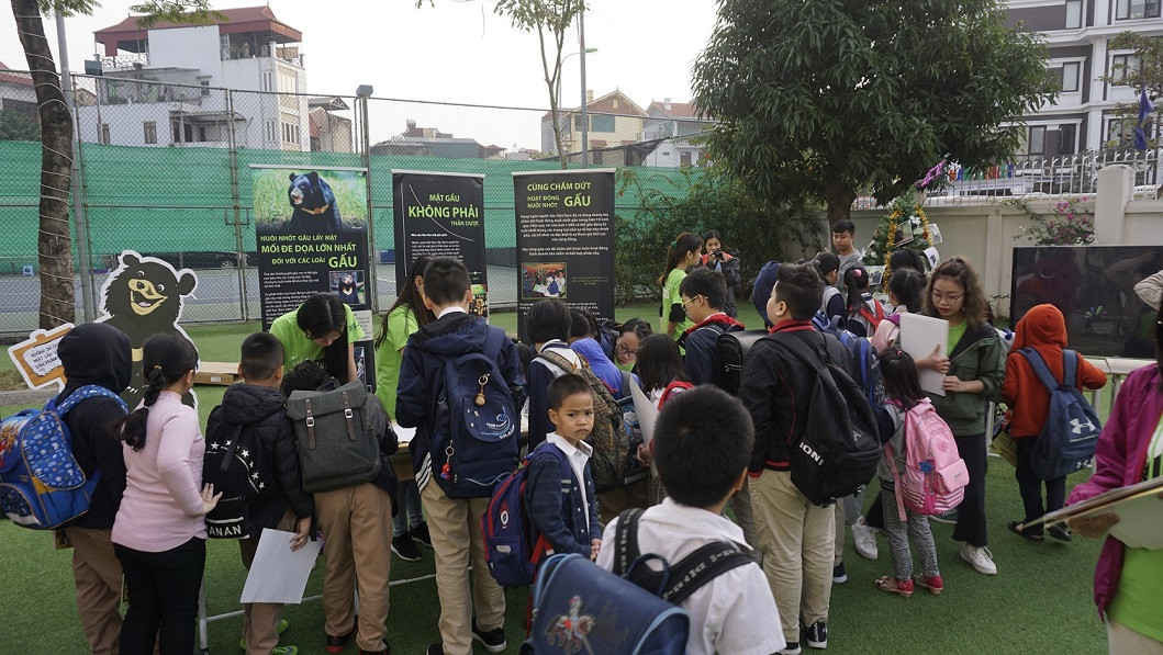 Trong khuôn khổ Ngày gấu Việt Nam, năm nay ENV tổ chức một buổi triển lãm bảo vệ gấu ngay tại trường cho các em học sinh trường Newton