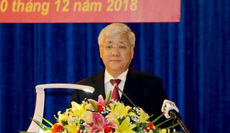 Ông Đỗ Văn Chiến - Ủy viên Trung ương Đảng, Bộ trưởng, Chủ nhiệm Ủy ban Dân tộc phát biểu tại Hội nghị