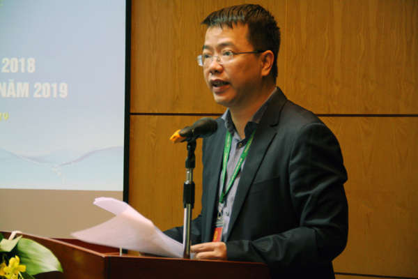 Phó Cục trưởng Cục quản lý tài nguyên nước Châu Trần Vĩnh báo cáo tổng kết công tác năm 2018 và phương hướng nhiệm vụ năm 2019