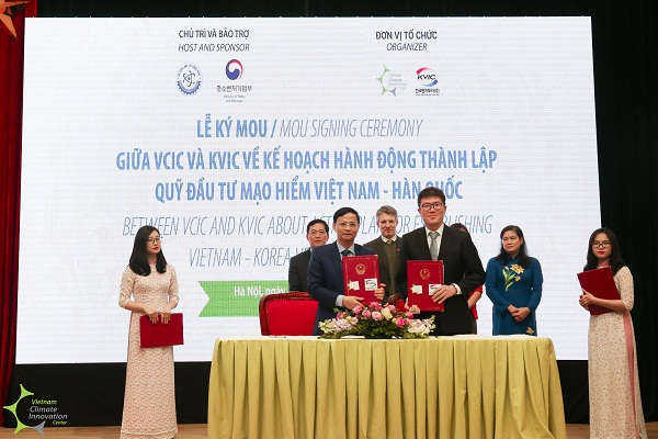 lễ ký kết bản ghi nhớ hợp tác giữa VCIC với Trung ương Hội phụ nữ Việt Nam về tăng cường sự tham gia của phụ nữ trong tiến trình phát triển nền kinh tế xanh