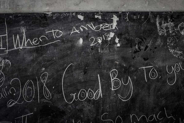 “Khi nào có thể quay về Ambae?”, dòng chữ được viết trên bảng đen tại một trung tâm sơ tán ở ngôi trường làng Naone, phía Bắc Maewo