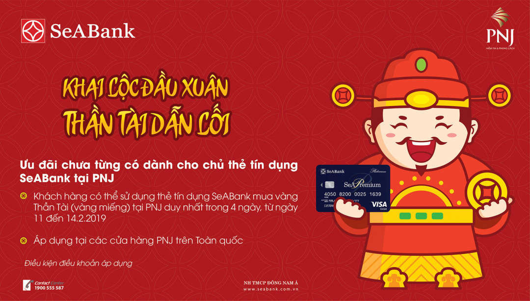 Mua vàng ngày Vía Thần Tài bằng thẻ tín dụng SeABank