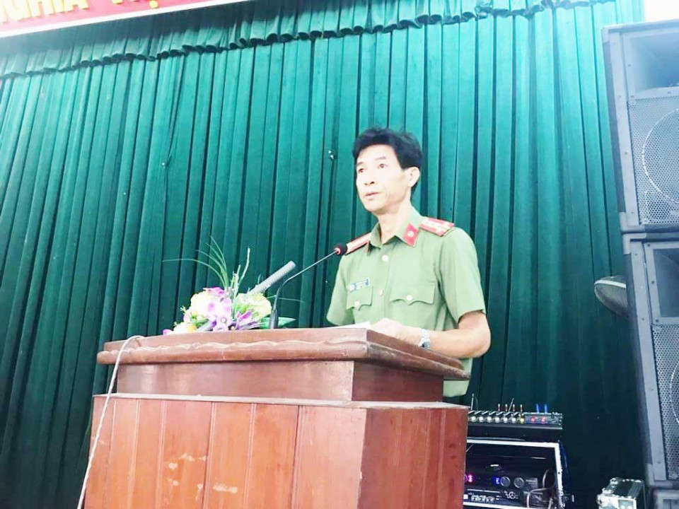 Đại tá Võ Văn Dương - Phó Giám đốc Công an tỉnh Quảng Ngãi công bố kết luận thanh tra