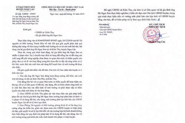 UBND huyện Ngọc Lặc yêu cầu dừng hoạt động xưởng chế biến tinh bột dong và sắn