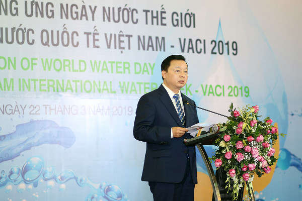 Bộ trưởng Bộ TN&MT Trần Hồng Hà phát biểu chào mừng tại Lễ khai mạc Tuần lễ nước quốc tế Việt Nam 2019 
