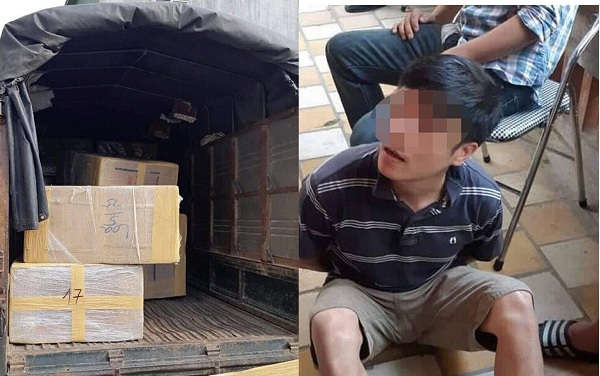 Một trong các đối tượng và chiếc xe tải chở 600kg ma túy bị bắt giữ