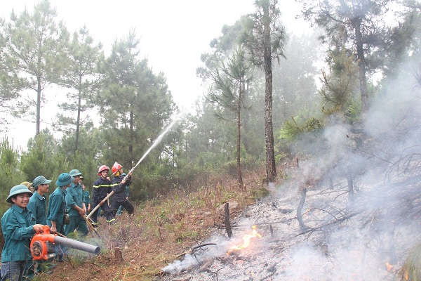 Chi cục Kiểm lâm tỉnh Thanh Hóa phối hợp diễn tập thực binh phòng cháy chữa cháy rừng