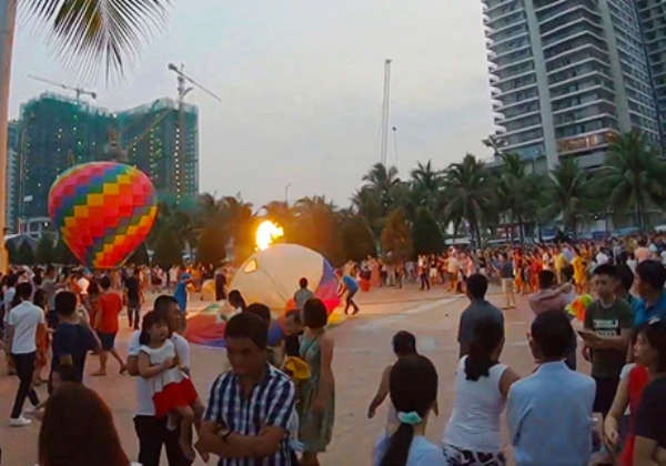 Khinh khí cầu bị cháy tại Công viên Biển Đông, Đà Nẵng