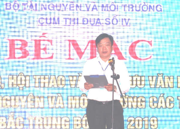 Ông Hồ Huy Thành, Giám đốc sở TN&MT Hà Tĩnh- Cụm trưởng Cụm thi đua số IV năm 2019 phát biểu bế mạc, cảm ơn sự quan tâm của lãnh đạo Bộ TN&MT, lãnh đạo tỉnh Hà Tĩnh và các tỉnh tham dự