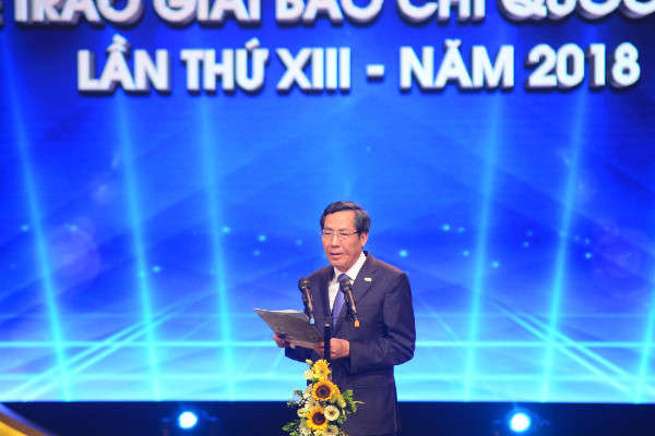 Nhà báo Thuận Hữu, Chủ tịch Hội Nhà báo Việt Nam, Chủ tịch Hội đồng giải thưởng Báo chí Quốc gia phát biểu